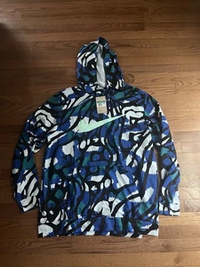 Nike Dri-Fit Sport Clash Herren Hoodie Pullover Herren All Over Print Blau XL Neu mit Etikett - Bild 1 von 9