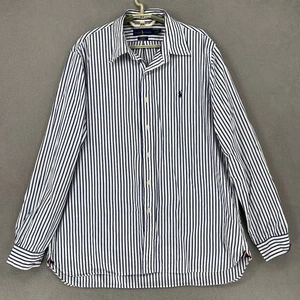 Ralph Lauren Shirt Mens Extra Large Blue White Striped Long Button Stretch - Bild 1 von 16