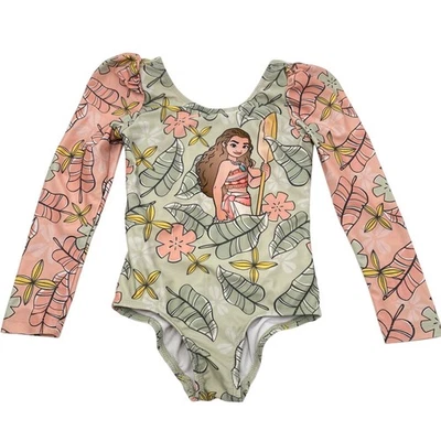 Traje de baño de una pieza manga larga Disney Princesa Moana niños talla 5T Foto 1 de 4