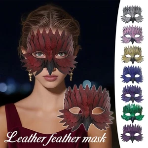 Bunte Halloween Halbleder Feder Vogel Schnabel Handarbeit Kostüm Party Requisiten, - Bild 1 von 20