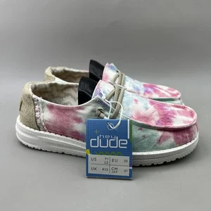Hey Dude Wendy Youth Size 1 Boho Mandala Tie Dye Comfort Slip On Kids Shoes NEW - Picture 1 of 9