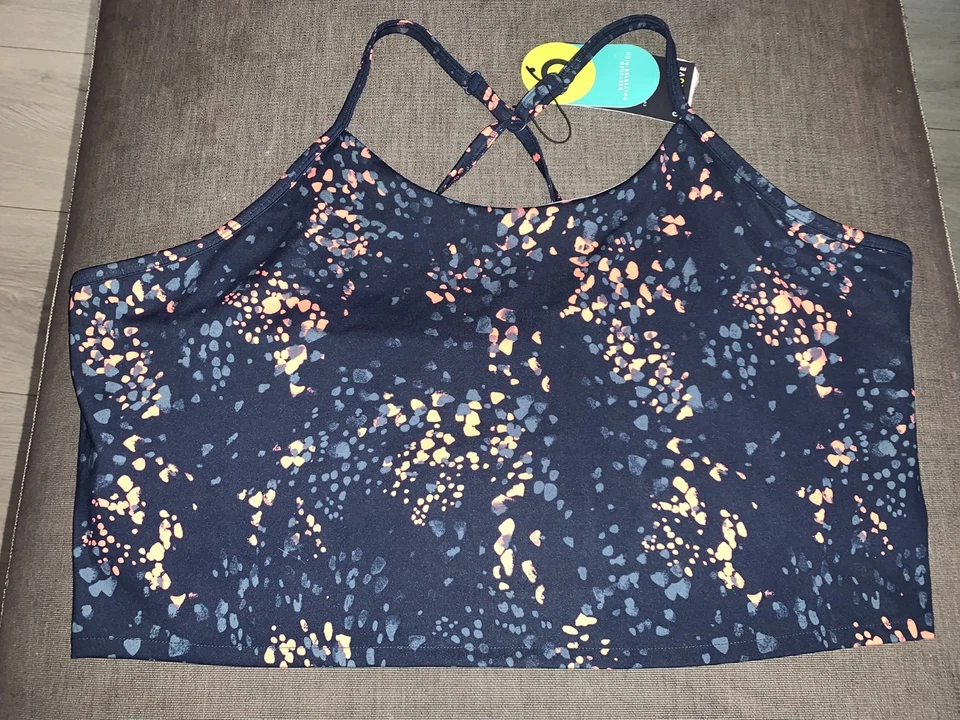 M&S Fitness Top 'Goodmove' Crop Strappy Inner Support 20 Bright Coral Mix BNWT - Image 1 of 1