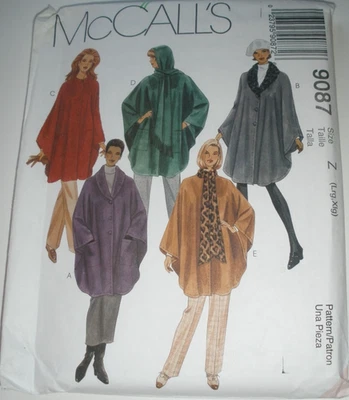 McCalls Pattern 9087 Misses Winter Capes  Size L-XLG 16-22  Uncut - Image 1 of 2