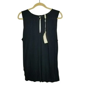 Lanston Revolve schwarz ärmellos Tank Tunika Top Schlüsselloch Freizeit Basic neutral L - Bild 1 von 10