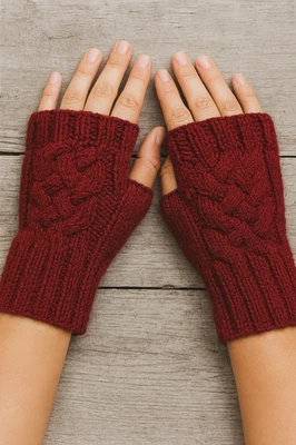 LLAMZ DESIGNS Knitting Pattern Fingerless Cable Gloves Wrist Warmers Ladies DK Mittens Easy DK