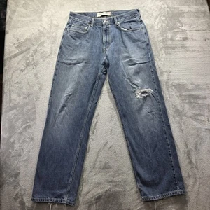 Jeans rectos sueltos Levis 569 para hombre 34x34 azul lavado oscuro desteñido desgastado Y2K - Imagen 1 de 11