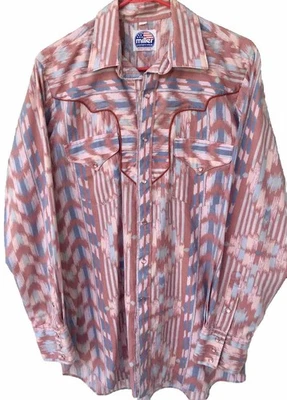 Miller 80’s Western Wear Pink Pearl Snap Womens 16-35 L Cowboy Rodeo Disco Shirt - Image 1 of 4