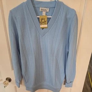 LILLY DACHE Vintage 50s Light Blue Knit Pullover Sz M, GRANNY NWT DEADSTOCK - Picture 1 of 15