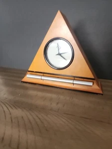 Now & Zen Desk Alarm Clock As Is / Parts Wood Triangle Free Shipping - Picture 1 of 9