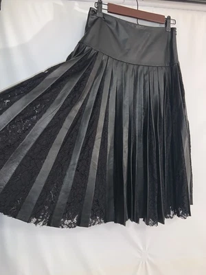 Falda midi de cuero y encaje Lamarque talla 0 Foto 1 de 4