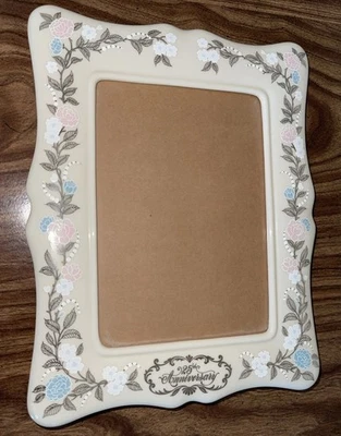 Lenox 框架 25 周年纪念 5 英寸 x 7 英寸瓷骨瓷银色婚礼新品 — 第 1/4 张图片