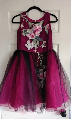Vestido de fiesta Zoe Ltd para niñas talla 16 fucsia floral bordado de tul elegante Foto 1 de 4