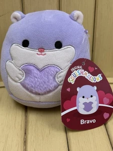 NUEVO Squishmallows 4.5”/4 pulgadas BRAVO The Purple HAMPSTER sosteniendo un corazón - Imagen 1 de 9
