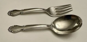Rogers Sterling Silver Wedding Bells Baby Fork & Spoon Set No Mono - Picture 1 of 8