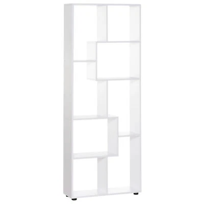 HOMCOM Libreria Scaffale Moderna a 8 Ripiani in Legno Truciolare Bianco - Immagine 1 di 4