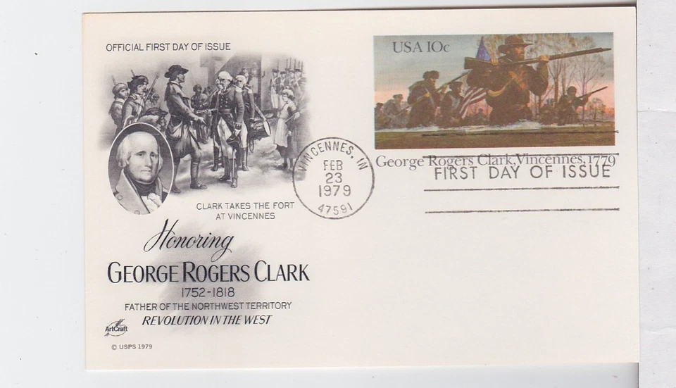 TurtlesTradingPost- George Rogers Clark Card- 1979 FDC #UX78- Artcraft Cachet - Image 1 of 1
