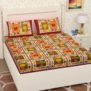Indian Mandala Cotton Bedding Set Hippie Bohemian Bed Sheet Throw with 2 Pillow - Picture 1 of 5