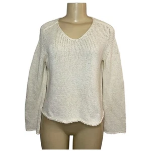 Max Mara Weekend Womens Knit Sweater V Neck Ivory Size Small Semi Flare Sleeve - Picture 1 of 7
