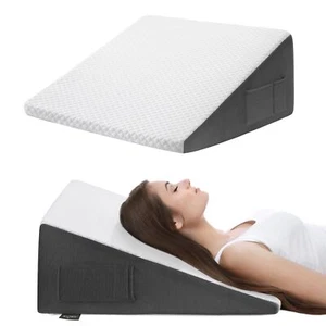 12" Bed Wedge Pillow for Sleeping After Surgery, Back Support, Leg Elevation,... - Picture 1 of 8