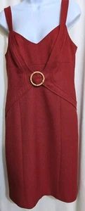 Pre-owned Women's David Meister Red Lined Back Zip & Slit Dress Size 8 - Picture 1 of 7