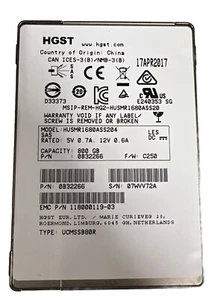 HGST 800GB SAS 12Gbps 2.5'' SSD HUSMR1680ASS204 PN: 0B32266, 118000119-03 - Picture 1 of 1