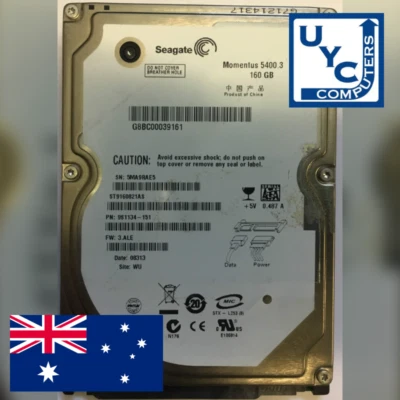 Used Working Seagate 5400.3 160Gb 2.5" ST9160821AS SN 5MA9RAE5 PCB 100398689 HDD - Image 1 of 4