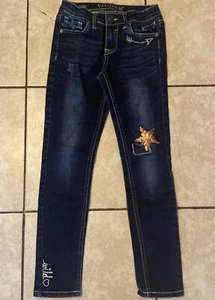 Vigoss Jeggings JeanGirls Dark Faded Denim With Adjustable Waist Stretch Size 10 - Picture 1 of 7