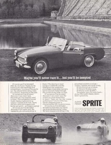 Original 1965 Austin-Healey Sprite Ad/ SCCA Racing Sprites/Great Photo - Picture 1 of 1