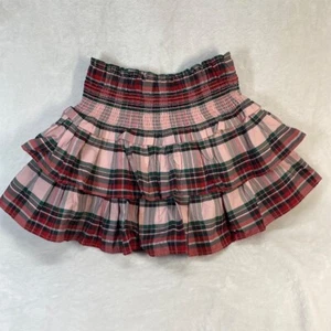 American Girl x Janie and Jack Ruby Pink Plaid Ruffle Skirt Smocked Waist Red 8 - Picture 1 of 9