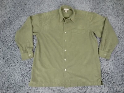 Norm Thompson Shirt Mens Large Green 100% Polyester Sueded Lined Button Up * - Image 1 of 4