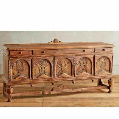 Home Decorative Unique Hand Curved Wood Inlay Buffet Table , Animal Hand Curved  - Image 1 of 4