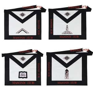 Handmade Masonic Funeral Apron – Lambskin & Silk Embroidery – Blue Lodge Officer - Picture 1 of 11