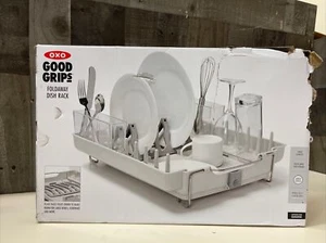 OXO Dish Drying Rack Home Kitchen Storage Organizer Drainboard Cutlery Chrome - Picture 1 of 3