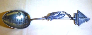 c1917 Sterling Silber Souvenir Löffel ATLANTIC CITY NJ Segelboot 2 Fische CB&H 7,4gr - Bild 1 von 7