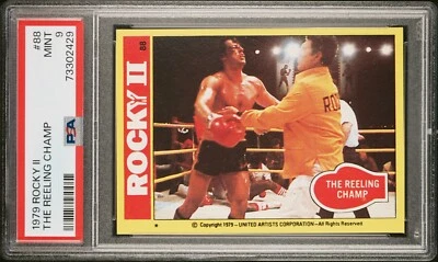 PSA 9 1979 Rocky II #88 Rocky Balboa Rookie Card Sylvester Stallone Topps Mint - Image 1 of 3