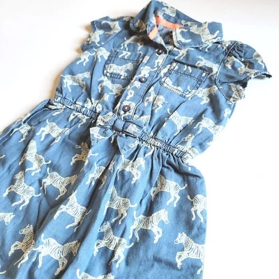 Gymboree Girls sz 10 "Animal Party" Chambray Zebra Dress NWT Blue - Image 1 of 3