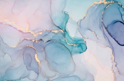 Mural de parede de mármore arte abstrata casca e vara (rosa, azul-petróleo. Roxo) - Imagem 1 de 2