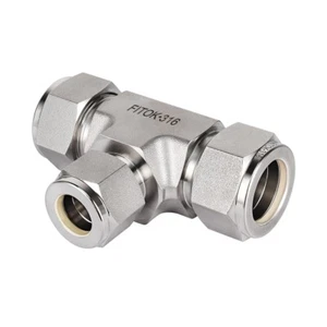 FITOK 316 SS 1 in x 1 in x 3/4 in Tube OD Compression Fitting Reducing Union Tee - Picture 1 of 1