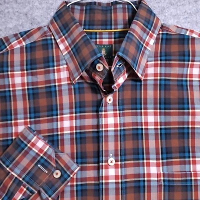 CAMISA ROBERT TALBOTT HOMBRE L MARRÓN/ÓXIDO ROJO AZUL-VERDE CUADROS Foto 1 de 4