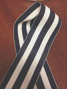 Navy & White Thick Stripes / Mono Stripe Ribbon / Offray 1.5" -50 Yards - Picture 1 of 2