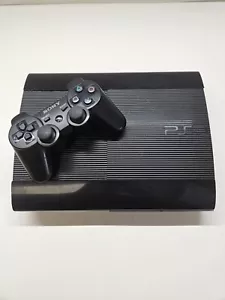 Sony PlayStation 3 Console PS3 Super Slim Black W Controller & Cords - Picture 1 of 6