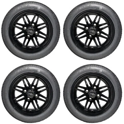 (4) Golf Cart 12" RockTrix RT103 Wheels Rims 12x7 ET-25 and 215/40R12 DOT Tires - Image 1 of 4
