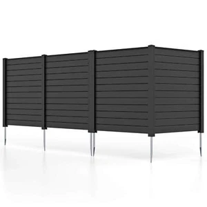 Outdoor 2 PCS PVC Privacy Panels 2-Pack Picket Fence W/ 3 Cuspidal Foot Stakes - Picture 1 of 9