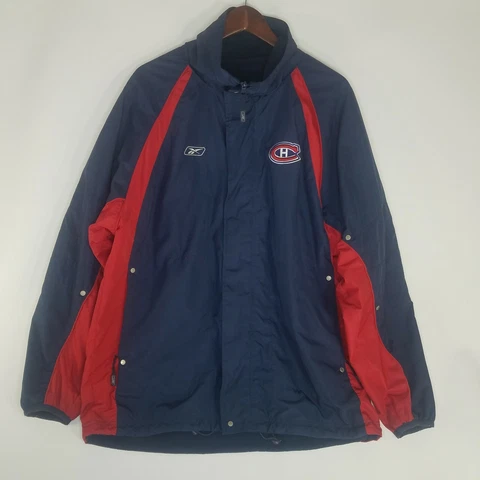 Vintage Reebok Montreal Canadiens NHL Men's Size Medium Blue Windbreaker Jacket Cover