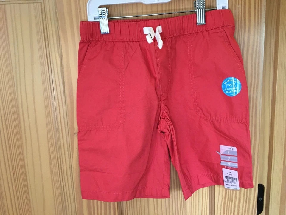 New Carter's Boy Pull on Shorts Red Woven Cotton - Image 1 of 1