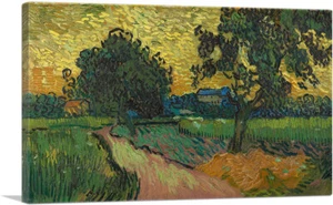ARTCANVAS Landscape at Twilight 1890 Canvas Art Print by Vincent van Gogh - Picture 1 of 14