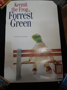 Vtg Kermit the Frog Forrest Green Gump Parody Funny 90s Movie Poster Rare 32x21 - Picture 1 of 1