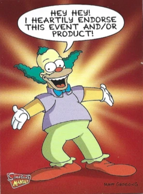 2001 INKWORKS  KRUSTY KARDS SIMPSONS MANIA KRUSTY THE CLOWN #BL1 SILVER BOX CARD - Image 1 of 4