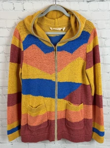 SOFT SURROUNDINGS multicolor color block full zip hooded cardigan sweater S NWOT - Picture 1 of 7