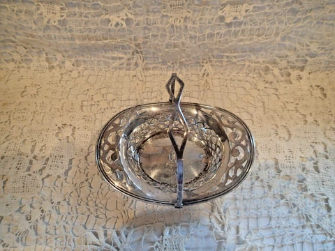 Antique/Vintage Webster Sterling Silver Basket. Handle Monogrammed D Cover